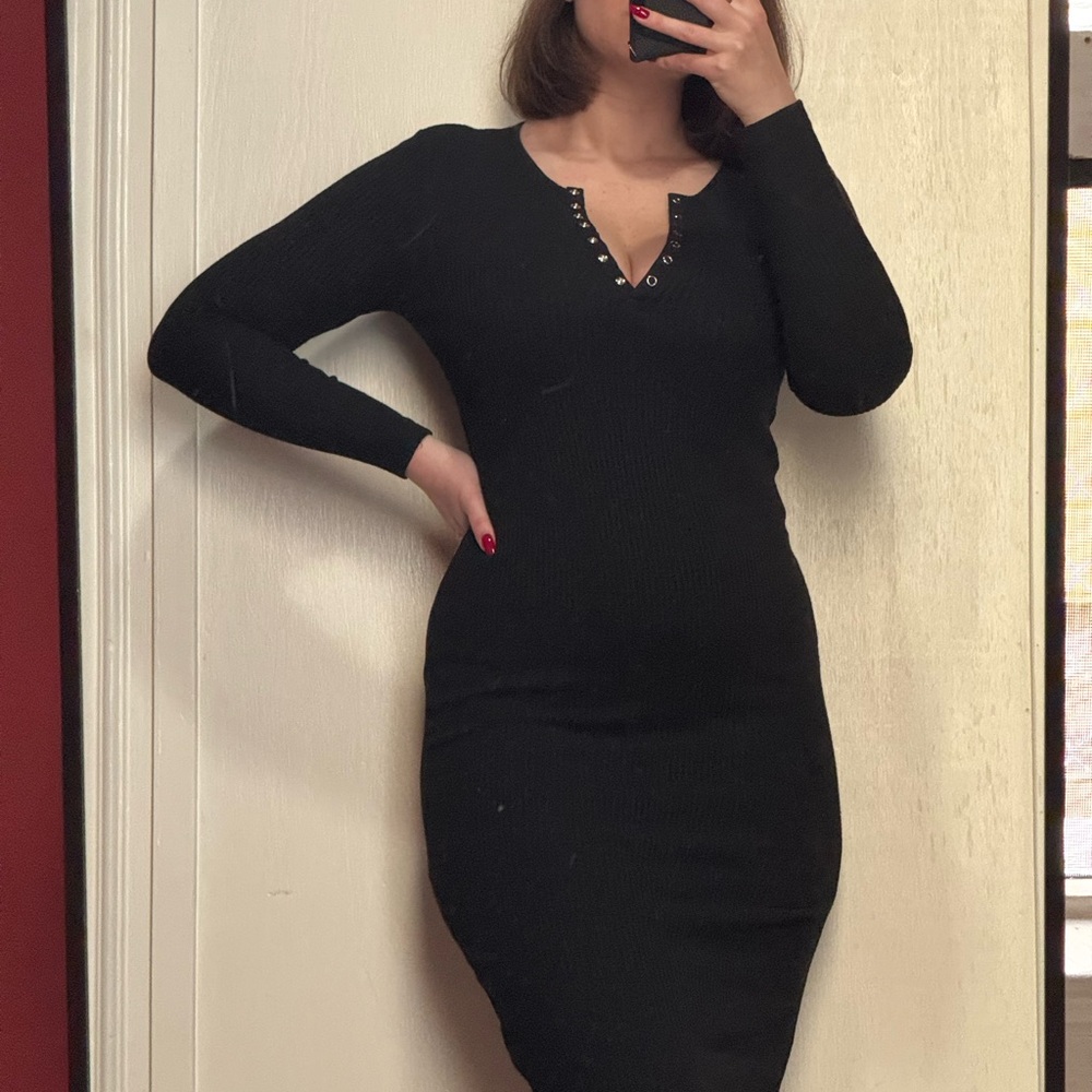 Elegant Black Long Sleeve Dress